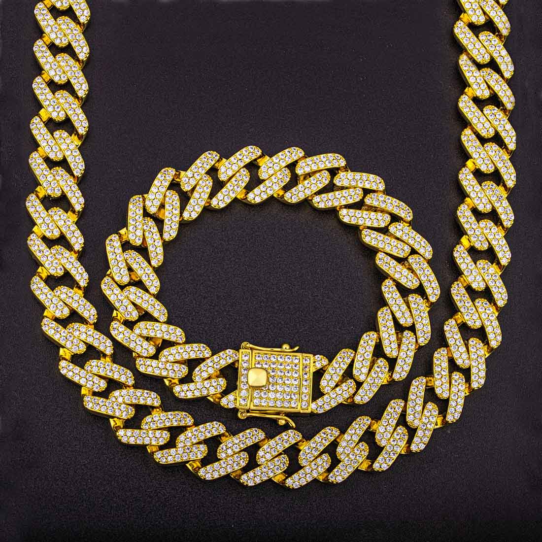 14mm Mens Jewelry Sets Miami Cuban Chains Full Diamond Clasp Choker Chain Necklace Bracelet Hip Hop Bling Iced Out Accessories 7inch 8inch 16inch-24inch, Golden
14mm Mens Jewelry Sets Miami Cuban Chains Full Diamond Clasp Choker Chain Necklace Bracelet Hip Hop Bling Iced Out Accessories 7inch 8inch 16inch-24inch, Golden