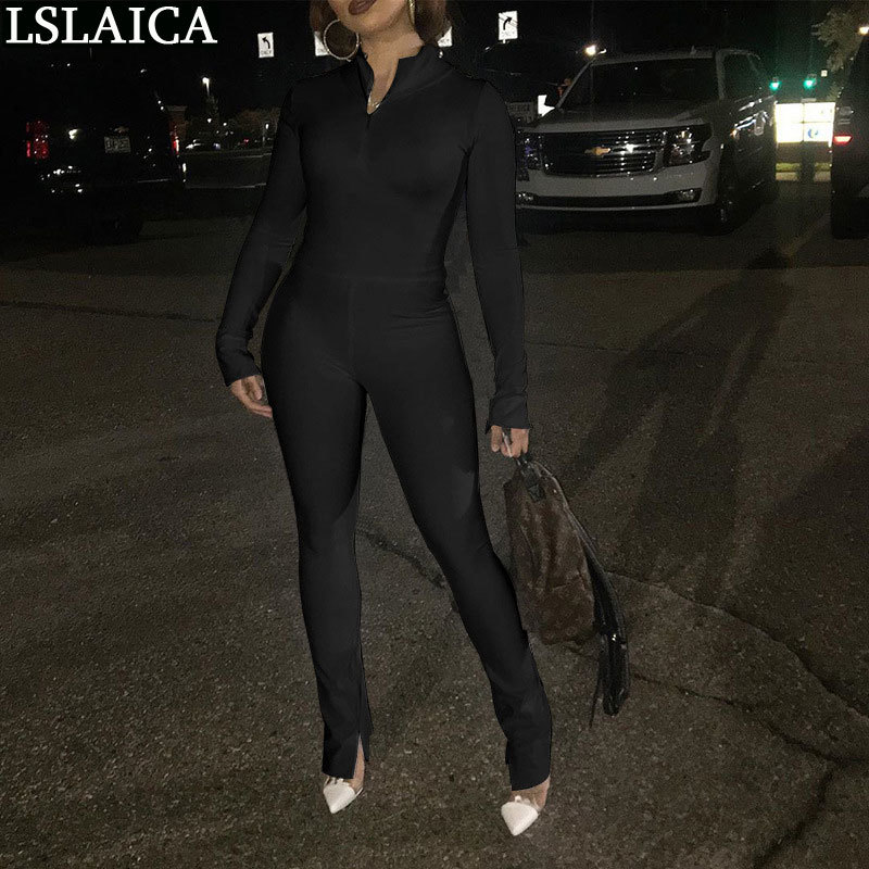 Womens Clothing Fashion Solid Skinny Sexy Jumpsuits for Women Long Sleeve Party Office Night Club Enterizos Para Mujer 210520