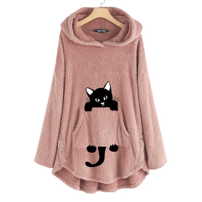 Women's Hoodies & Sweatshirts Lovely Cartoon Cat Fleece Winter Pajamas Women Hooded Long Sleeve Lady Pullovers Tops Plus Size, Black
Women's Hoodies & Sweatshirts Lovely Cartoon Cat Fleece Winter Pajamas Women Hooded Long Sleeve Lady Pullovers Tops Plus Size, Black