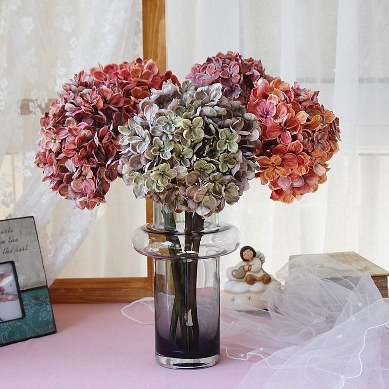 Decorative Flowers & Wreaths AGN Luxury Big Hydrangea Short Branch Autumn Decoration Silk Flower Simulation El Floral
