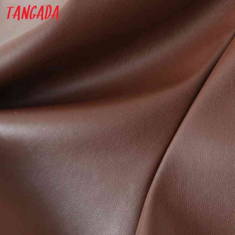 Women Faux Leather Brown Skirts Bow Zipper French Style Female Mini Skirt QD04 210416