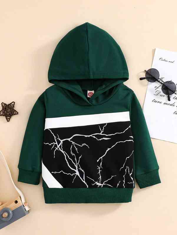 Baby Lightning Print Colorblock Hoodie SHE