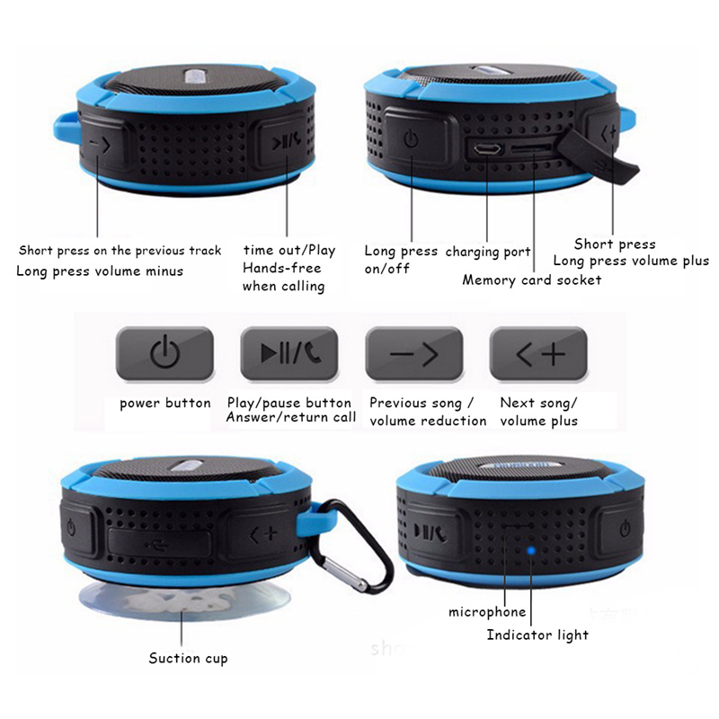 C6 Portable Wireless Mini Bluetooth Speakers Waterproof Subwoofer Sound Box Speakerphone TF Card Hands Shower Speaker244k