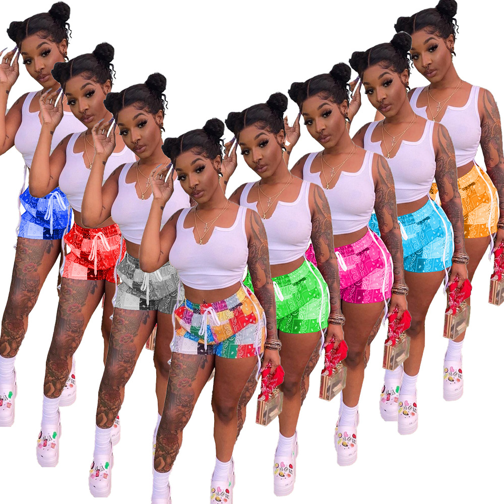 Women summer tracksuits sport suits Designers Clothes 2021 open neckline drawstring bandage patchwork printing two piece set, Gray
Women summer tracksuits sport suits Designers Clothes 2021 open neckline drawstring bandage patchwork printing two piece set, Gray