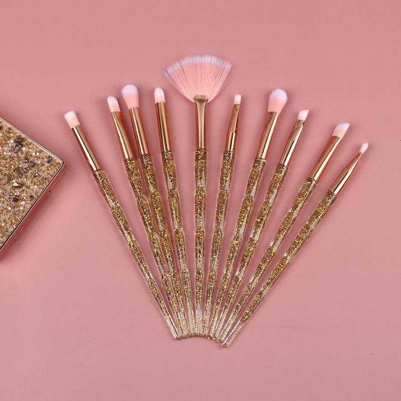 Makeup Brushes 10Pcs/Set Crystal Set Eye Cosmetic Powder Foundation Shadow Cosmetics Professional Make Up Brush