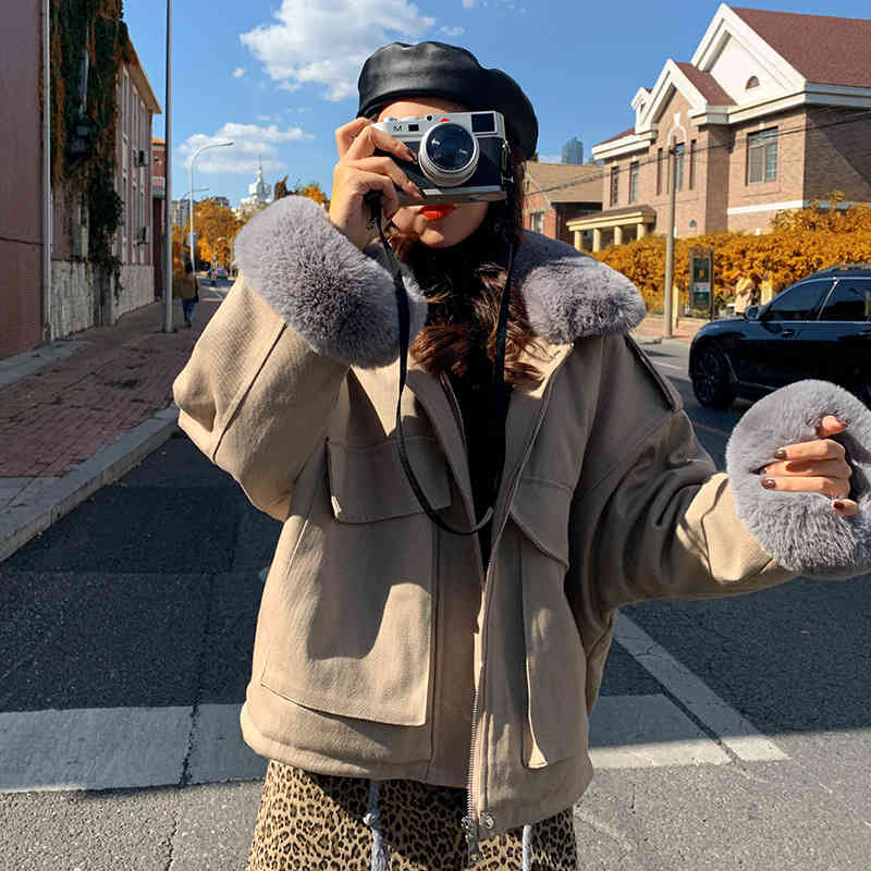 Women's Fur & Faux winter of the fake fox-skin collar short parkas Korean women fashion pink jackets thick velvet ladies wear mujer 0NL1, 1# shoe box
Women's Fur & Faux winter of the fake fox-skin collar short parkas Korean women fashion pink jackets thick velvet ladies wear mujer 0NL1, 1# shoe box