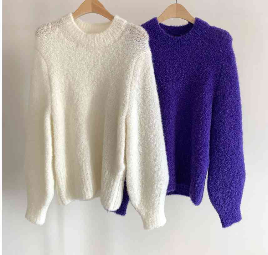 Autumn Winter Elegant Soft Warm Sweater OL Vintage Solid Pullovers Long Sleeve Loose Knitted Sweaters Woman Clothes 210421