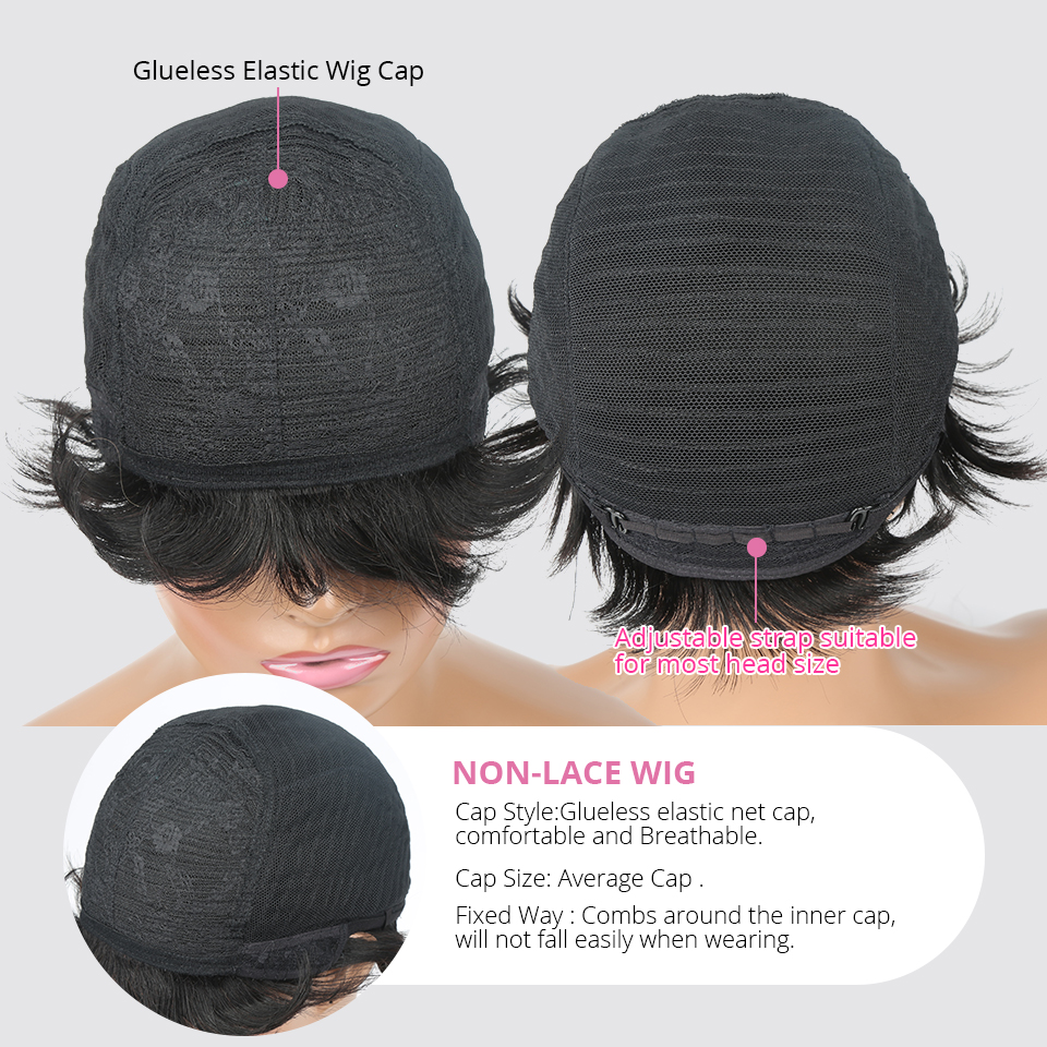 Short Pixie Cut Straight Hair Wig Peruvian Remy Human Hair Wigs For Black Women 150% Glueless Machine Made Wigfactory direct