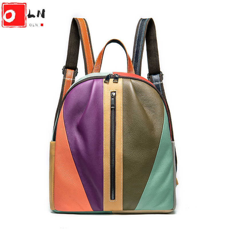 Casual Women's Genuine Leather Backpack Fashionable Patchwork Backpacks for Female 2020 New Luxury Ladies Hand Bag Sac a Dos Q0528
Casual Women's Genuine Leather Backpack Fashionable Patchwork Backpacks for Female 2020 New Luxury Ladies Hand Bag Sac a Dos Q0528