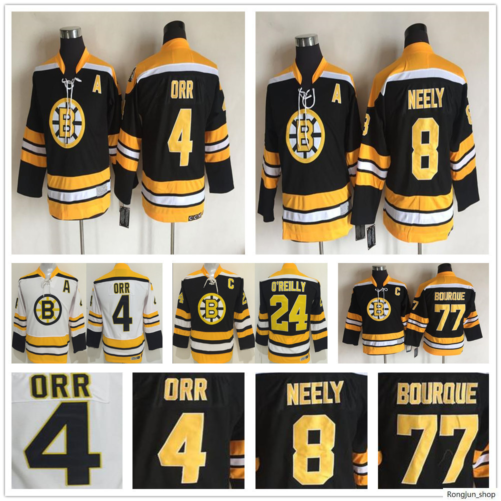Kids Vintage Boston Bruins 4 Bobby Orr Hockey Jersey 8 Cam Neely 77 Ray Bourque 24 Terry O'Reilly Youth Boy Children Retro CCM Black Jerseys, Black;red
Kids Vintage Boston Bruins 4 Bobby Orr Hockey Jersey 8 Cam Neely 77 Ray Bourque 24 Terry O'Reilly Youth Boy Children Retro CCM Black Jerseys, Black;red