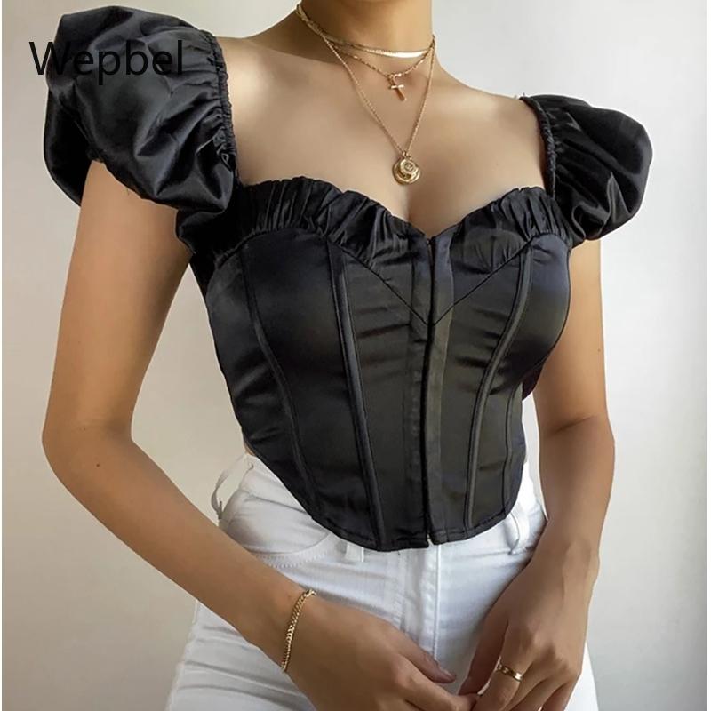 Women' Blouses & Shirts Wepbel Puff Sleeve Tops Low Cut Black Tight Top Sexy Short Square Collar Summer Clubwear
Women' Blouses & Shirts Wepbel Puff Sleeve Tops Low Cut Black Tight Top Sexy Short Square Collar Summer Clubwear