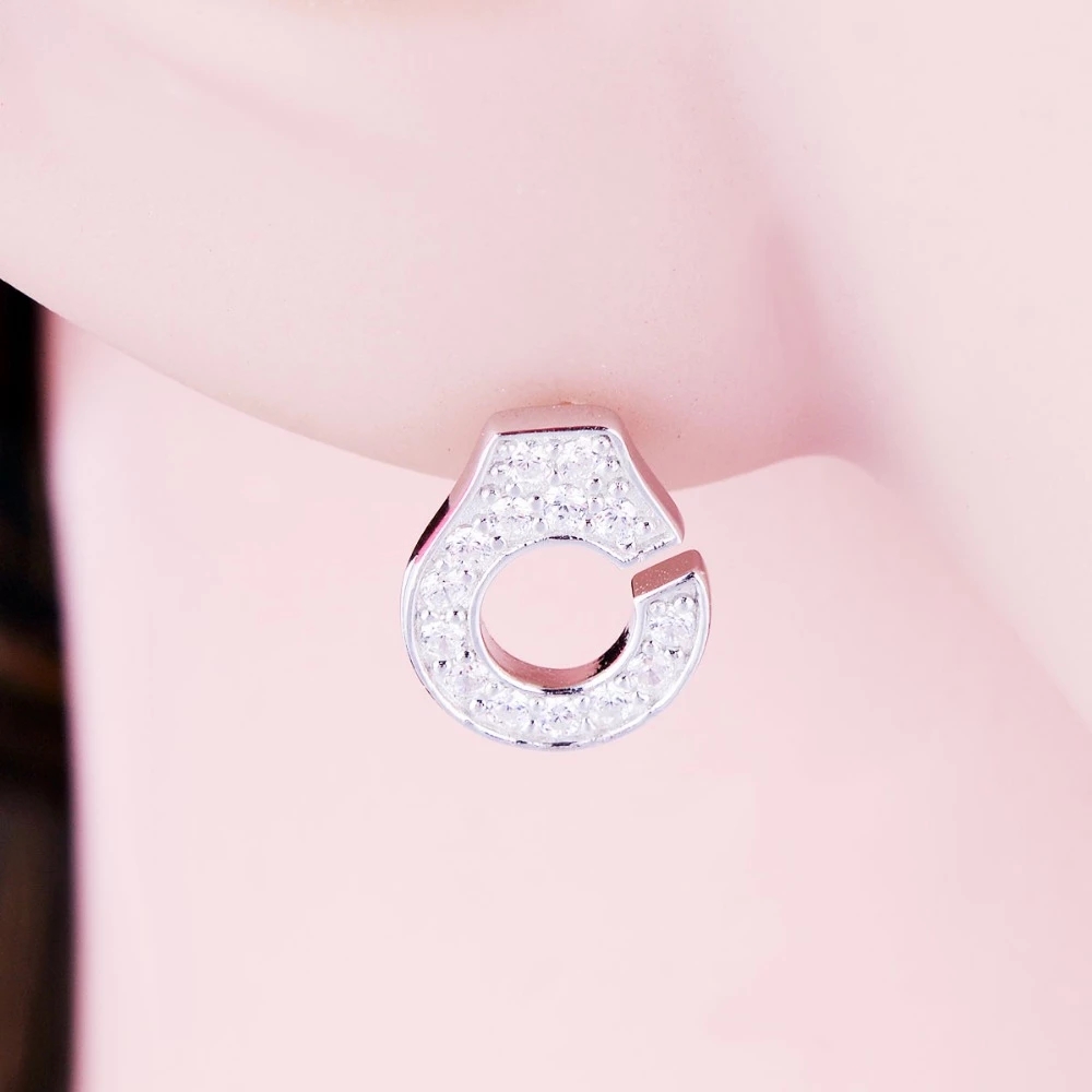 925 Sterling Silver Vintage Handcuffs Stud Earrings Fashion For Women Brincos Wedding Gift Bridal Bridemaid Pendientes Jewelry