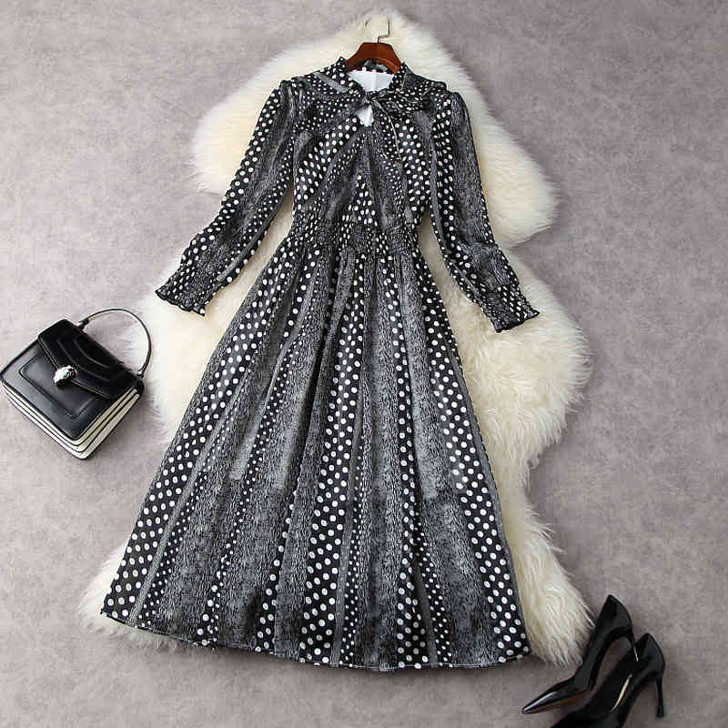 HIGH STREET Fashion Designer Long Sleeve Bow Collar Dot Print Midi Dress 210521, Black
HIGH STREET Fashion Designer Long Sleeve Bow Collar Dot Print Midi Dress 210521, Black