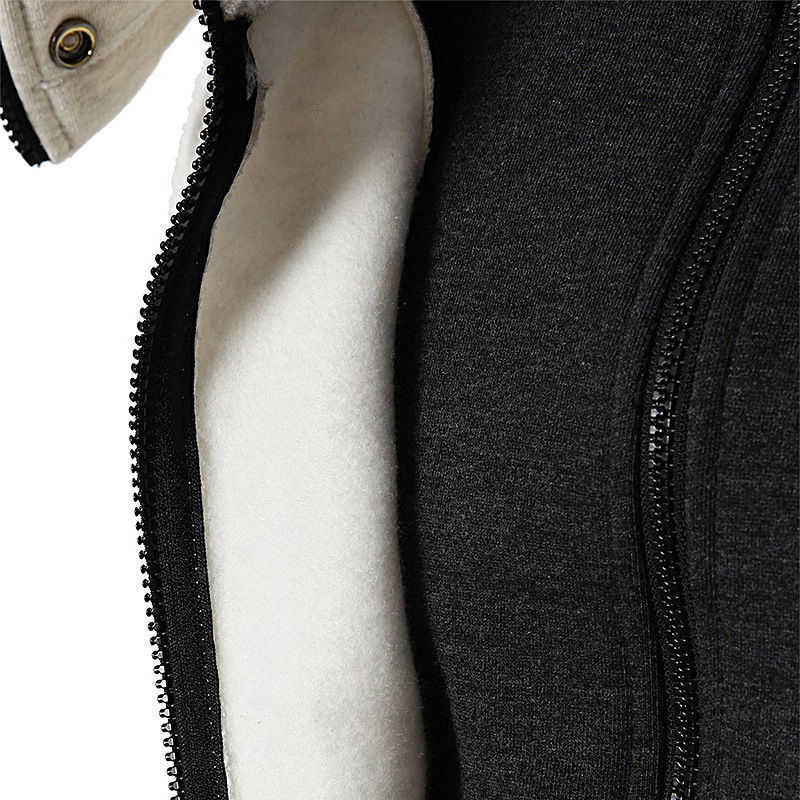 Winter Warm Men Jacket Zip up Men's Coats Bomber Jackets Scarf Collar Hoodies Casual Fleece Male Hooded Outwear Slim Fit Hoody 210811