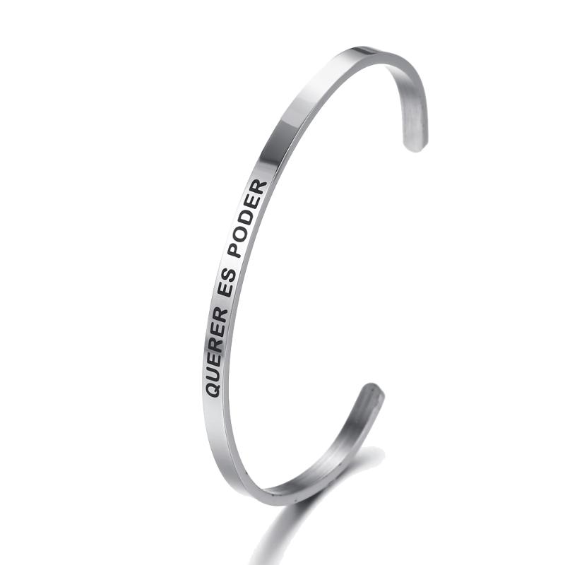 Bangle Arrivals QUERER ES PODER Stainless Steel Inspirational Positive Quote Cuff Mantra Bracelets & Bangles For Women Gifts, Black
Bangle Arrivals QUERER ES PODER Stainless Steel Inspirational Positive Quote Cuff Mantra Bracelets & Bangles For Women Gifts, Black