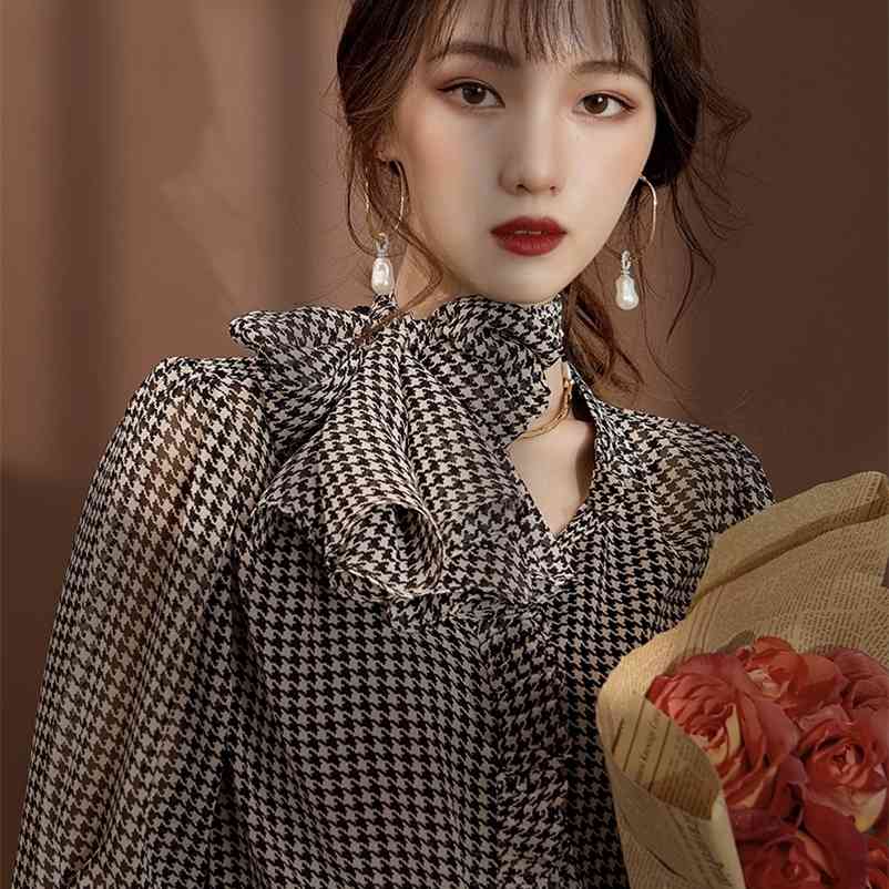 LDYRWQY Houndstooth retro French design shirt temperament Regular Casual Bow Polyester 210603, Black
LDYRWQY Houndstooth retro French design shirt temperament Regular Casual Bow Polyester 210603, Black