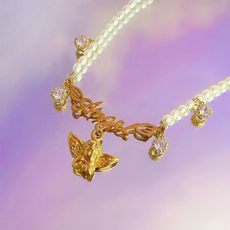pendant necklaces ins sweetheart angel letter necklace creative vintage zircon pearl choker for women girls fashion y2k jewelry, Silver
pendant necklaces ins sweetheart angel letter necklace creative vintage zircon pearl choker for women girls fashion y2k jewelry, Silver