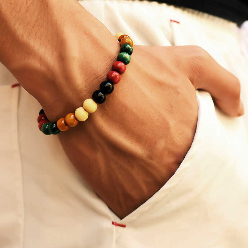 Natural Wooden Buddha Chinese Word Bracelet for Unisex Root Chakra Jewelry & Hip Hop Bead Bracelet Men Women Gift Wholesale