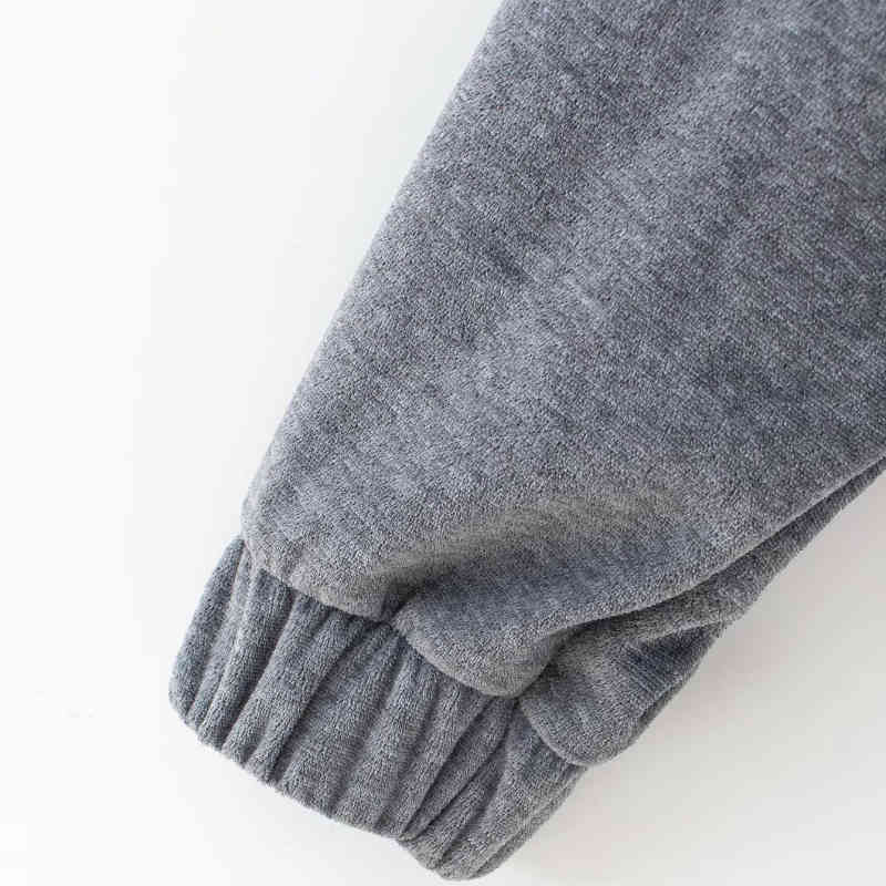 Casual Woman Loose Gray Velvet Hooded Coats Spring Autumn Fashion Ladies Short Sports Jackets Girls Chic Oversized Hoodies 210515