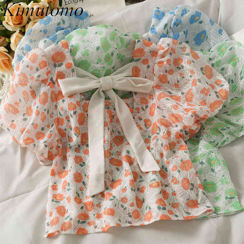 Kimutomo Sweet Floral Blouse Female Summer Square Collar Bow Back Puff Sleeve Slim Short Shirt Thin Women Korean Chic 210521, Green
Kimutomo Sweet Floral Blouse Female Summer Square Collar Bow Back Puff Sleeve Slim Short Shirt Thin Women Korean Chic 210521, Green
