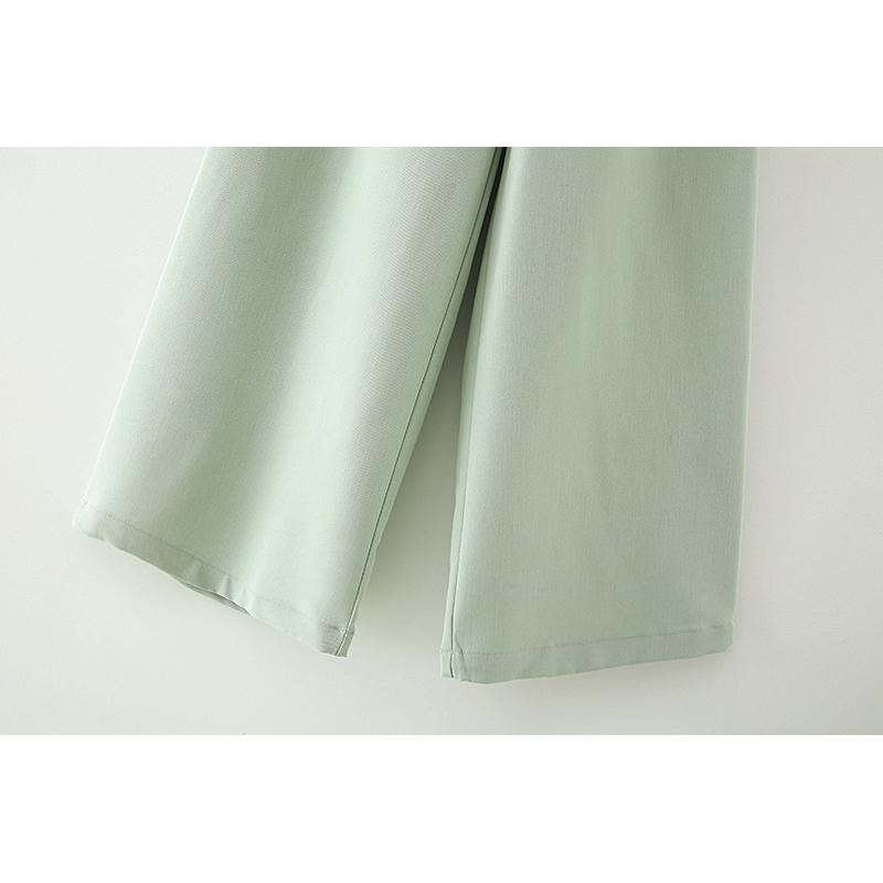 elegant women straight trousers fashion ladies stylish wide leg pants causal female solid green girl chic 210430