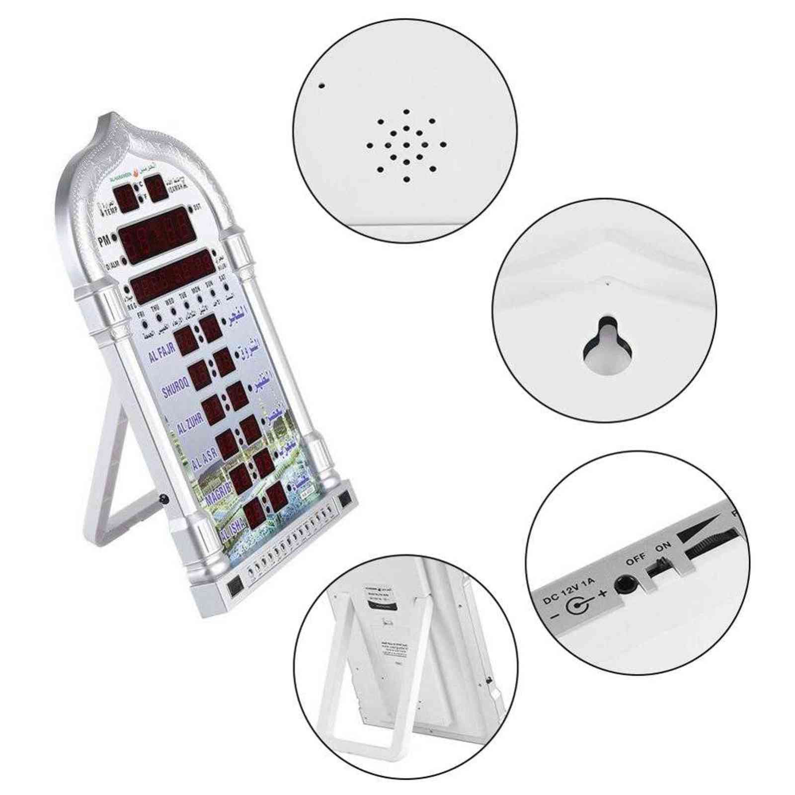 Digital Azan Mosque Prayer Clock Islamic Mosque Azan Calendar Muslim Prayer Wall Clock Alarm Ramadan Remote Control Support CSV H19521630