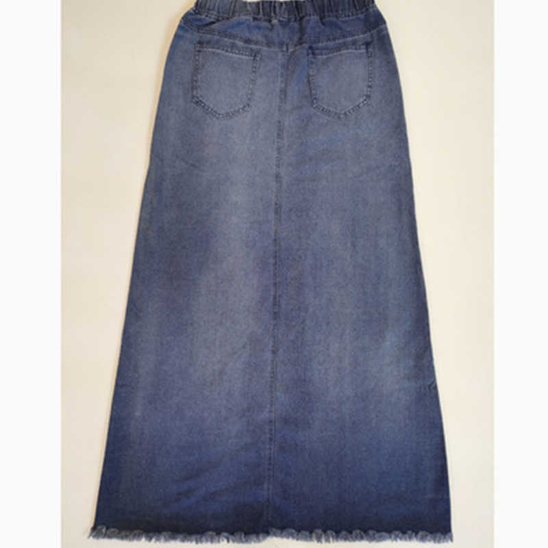 High Waist Fashion Women Denim Skirt Elastic Stretch Loose Long Summer Female Vintage Casual 210619