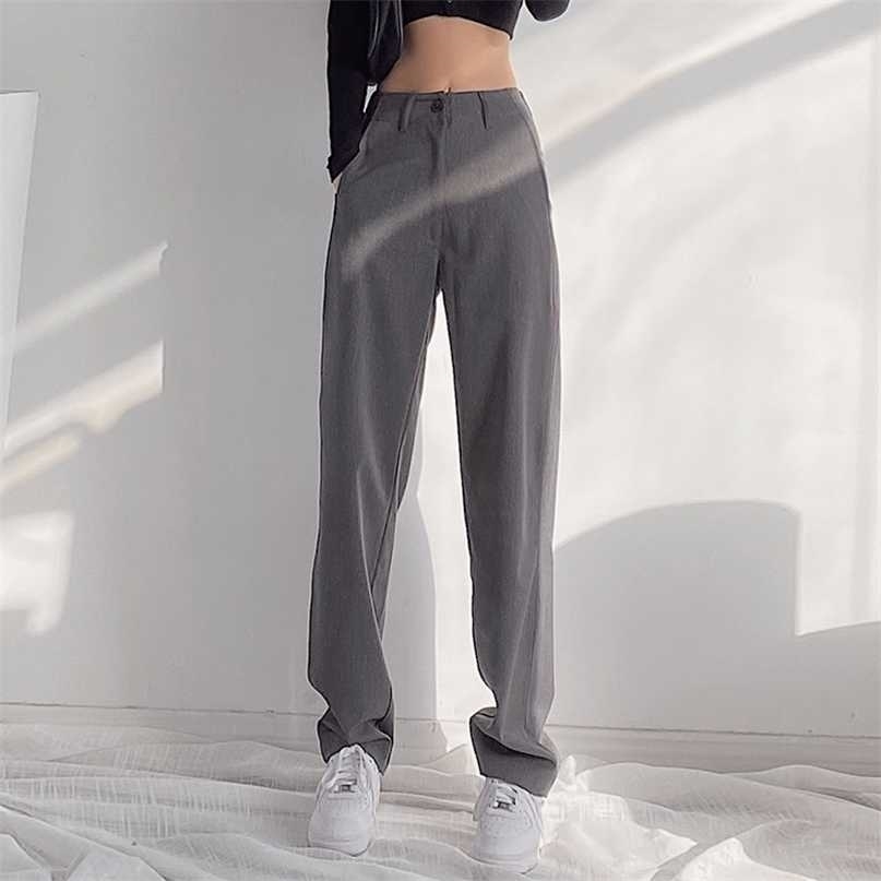 Women Pants Harajuku High Waist Straight Trousers For Female Summer Fashion Wide Leg Loose Casual Jogger Clothing 211115