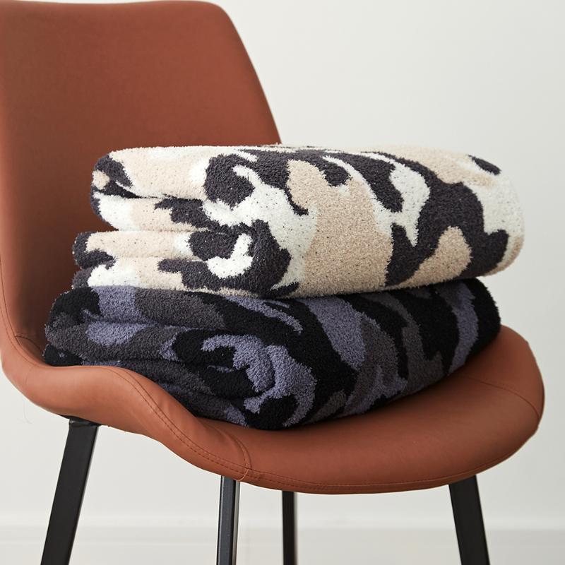 130x160cm Camouflage Knitted Throw Blanket Cozy Microfiber Delicate Crochet Wearable Fluffy Office Sofa Bed Fleece Plaid Blankets