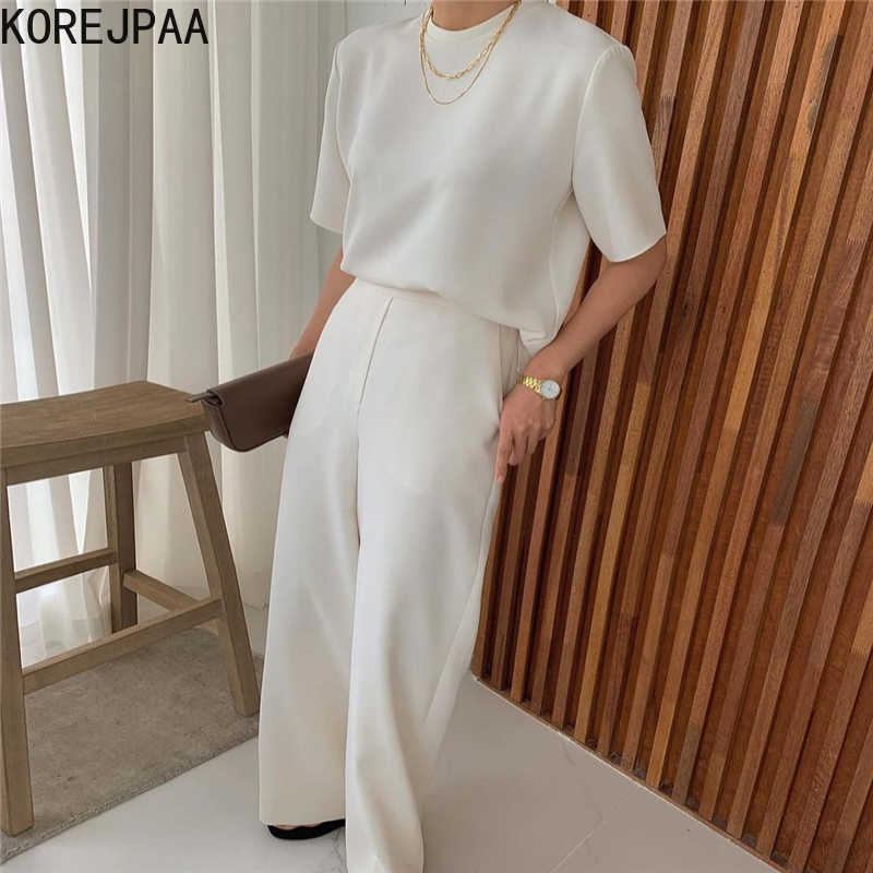 Korejpaa Women Set Summer Korean Chic French Simple Round Neck Loose Short-Sleeved Shirt High-Waist Casual Wide-Leg Pants 210526, White shirt
Korejpaa Women Set Summer Korean Chic French Simple Round Neck Loose Short-Sleeved Shirt High-Waist Casual Wide-Leg Pants 210526, White shirt