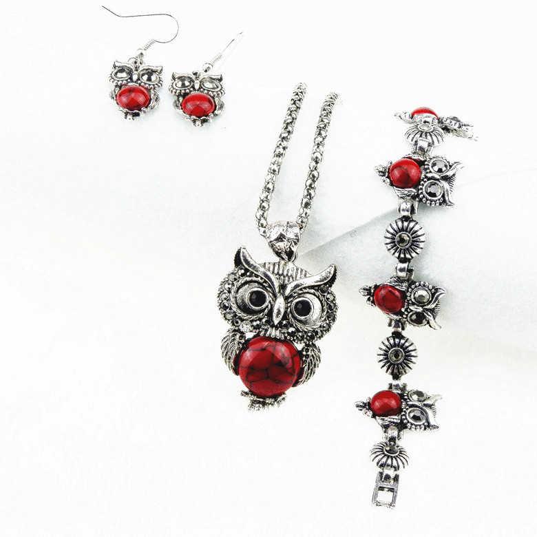 women's Retro owl Tibetan silver turquoise Bracelet Earrings Necklace set fashion gift national style women DIY jewelry sets, As show
women's Retro owl Tibetan silver turquoise Bracelet Earrings Necklace set fashion gift national style women DIY jewelry sets, As show