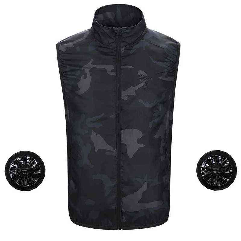 Men Summer Camouflage Air Conditioning Clothing Fan Cooling Vest USB Charging Cooling sport man vest Outdoor Cooling 211111