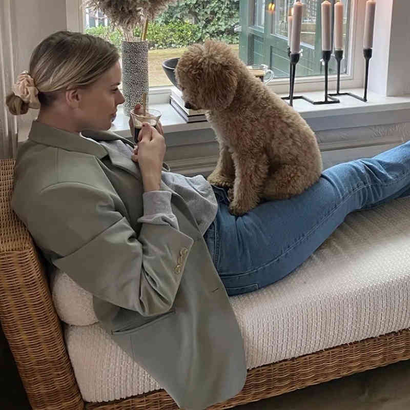 Foridol women casual blazer jacket women long sleeve autumn winter office lady blazer jacket coat oversize outfit 210415