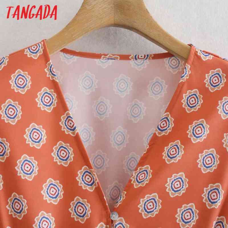 Fashion Women Vintage Flowers Print V Neck Sleeve Casual Female Long Dress XN309 210416