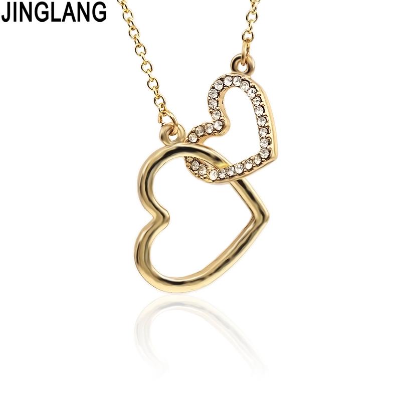 Pendant Necklaces JINGLANG Romantic Party Necklace Beating Simple Double Heart Fine Jewelry Gift
Pendant Necklaces JINGLANG Romantic Party Necklace Beating Simple Double Heart Fine Jewelry Gift