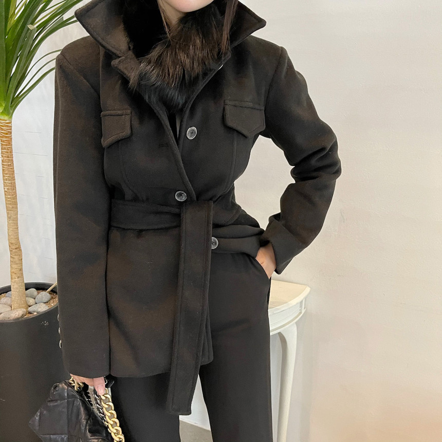 Korea Autumn Winter Minimalist Long Sleeve Office Ladies Jackets with Belt Business Female Single Breasted Woolen Coat Elegant 210506