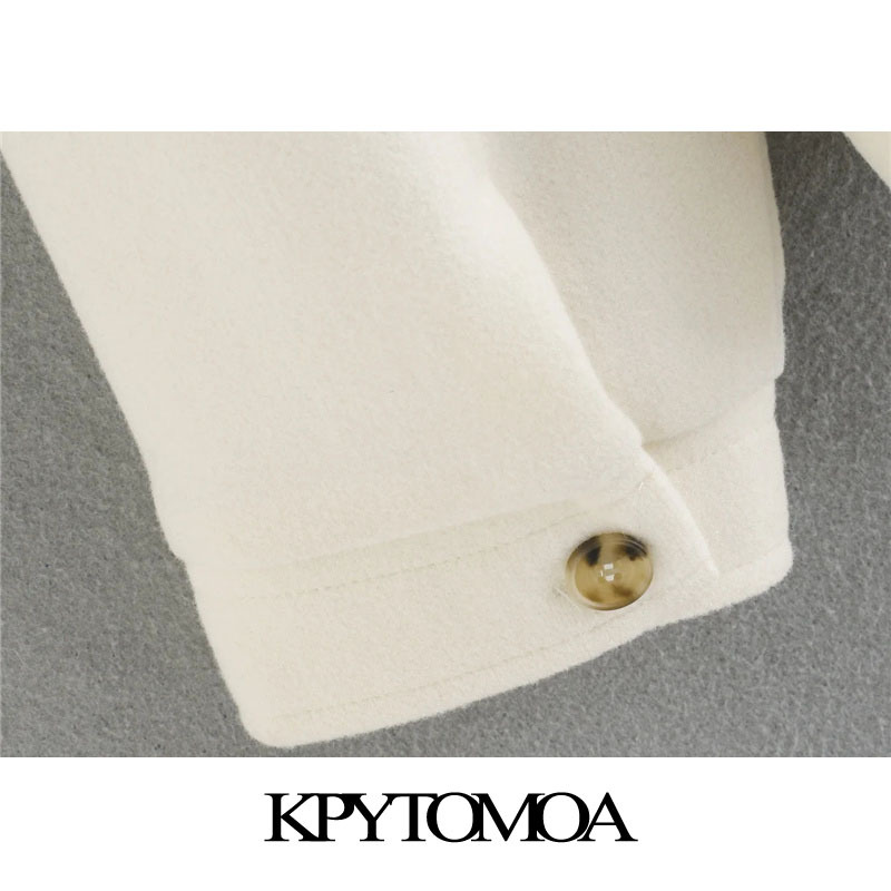 Women Fashion With Pockets Oversized Woolen Jacket Coat Vintage Long Sleeve Button-up Female Outerwear Chic Tops 210416