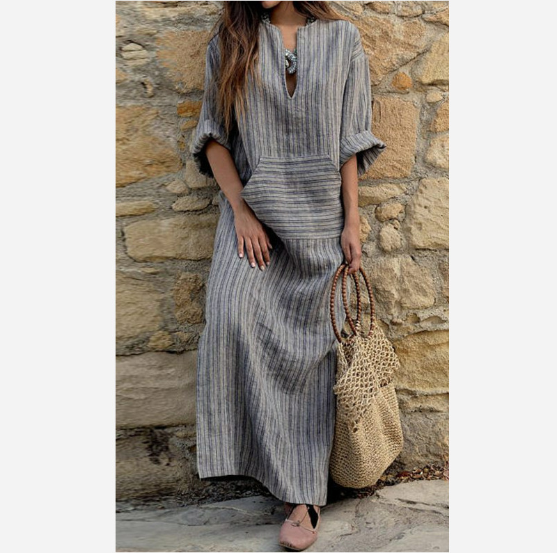 Womens Cotton Linen Dress muslim moroccan Kaftan Long Sleeve 2021 abaya Striped Women Plus Size Long Maxi Boho Dresses vestidos
Womens Cotton Linen Dress muslim moroccan Kaftan Long Sleeve 2021 abaya Striped Women Plus Size Long Maxi Boho Dresses vestidos