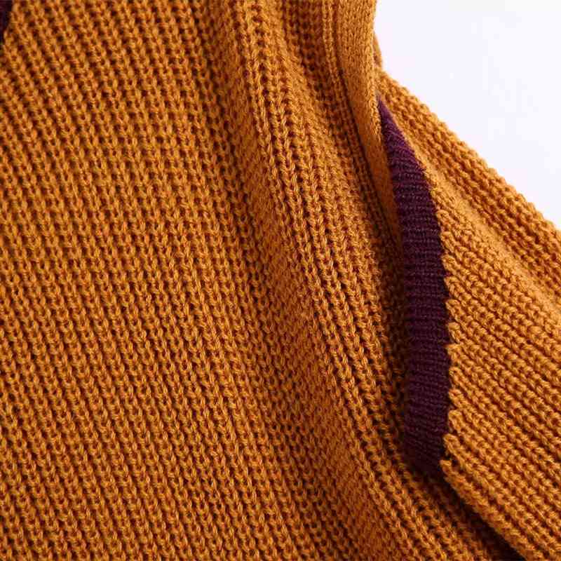 Casual Women O Neck Sleeve Double Wear Knitter Spring-autumn Fashion Ladies England Style Sweater Female Linen 210430