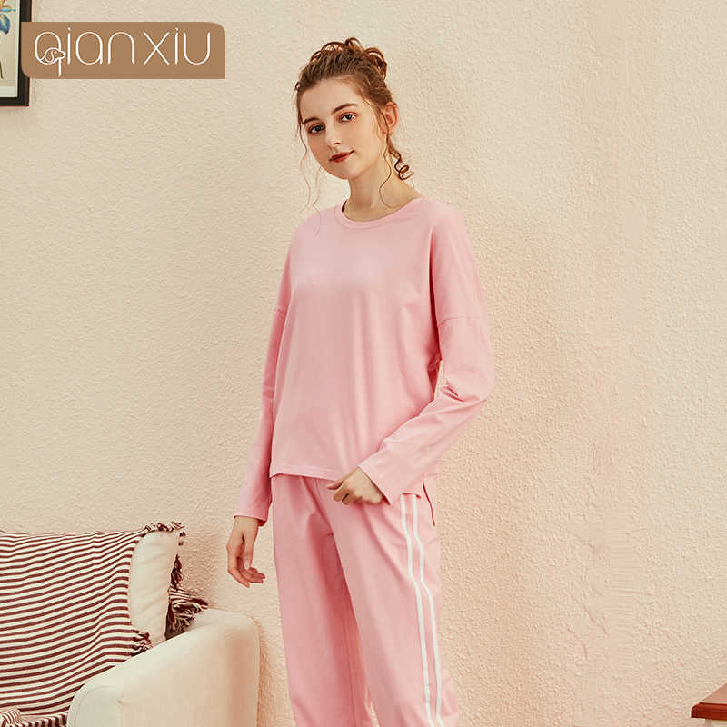 Lovers pajamas Spring Cotton Pajamas Lightly Hugh Men's Crewneck Long Sleeve Suit Home Suit Men's Pajamas 211019