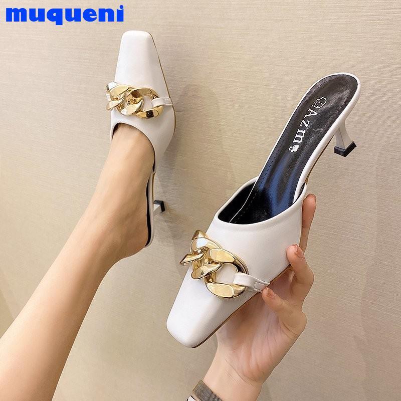 Slippers Elegant Women Summer Flip Flops Chain Pointed Toe Sandals Shoes Woman Casual Slides Mules Babouche Mujer, Black
Slippers Elegant Women Summer Flip Flops Chain Pointed Toe Sandals Shoes Woman Casual Slides Mules Babouche Mujer, Black