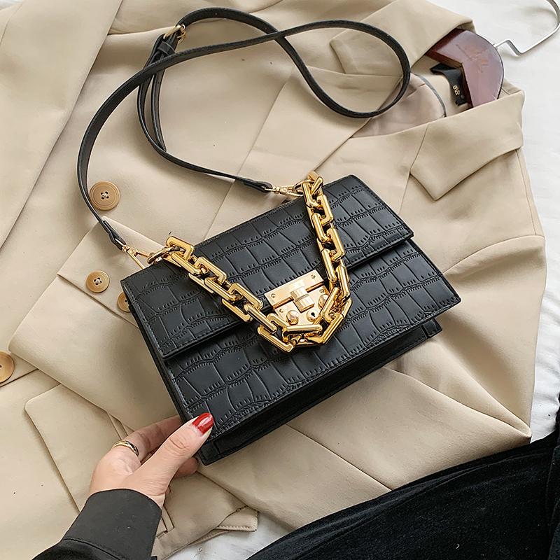 Cross Body Thick Chain Small PU Leather Flap Bags For Women 2021 Trend Women's Trending Designer Crossbody Shoulder Handbags Bolsos, Black
Cross Body Thick Chain Small PU Leather Flap Bags For Women 2021 Trend Women's Trending Designer Crossbody Shoulder Handbags Bolsos, Black