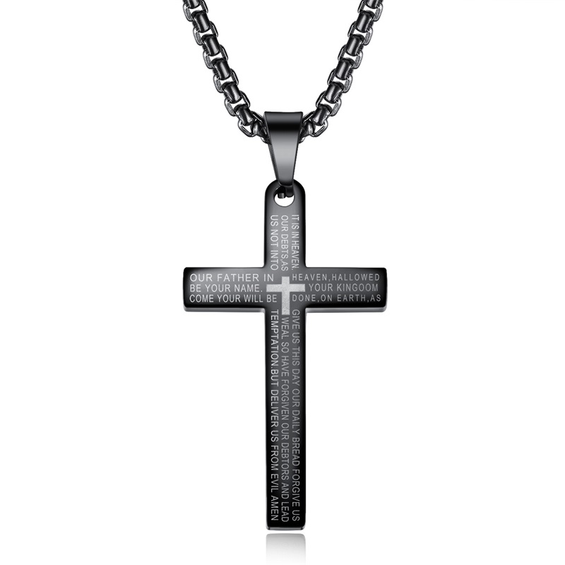 Retro cross Scripture titanium Women men's Fashion pendant necklace Hip Hop stainless steel gold black Jewelry
Retro cross Scripture titanium Women men's Fashion pendant necklace Hip Hop stainless steel gold black Jewelry