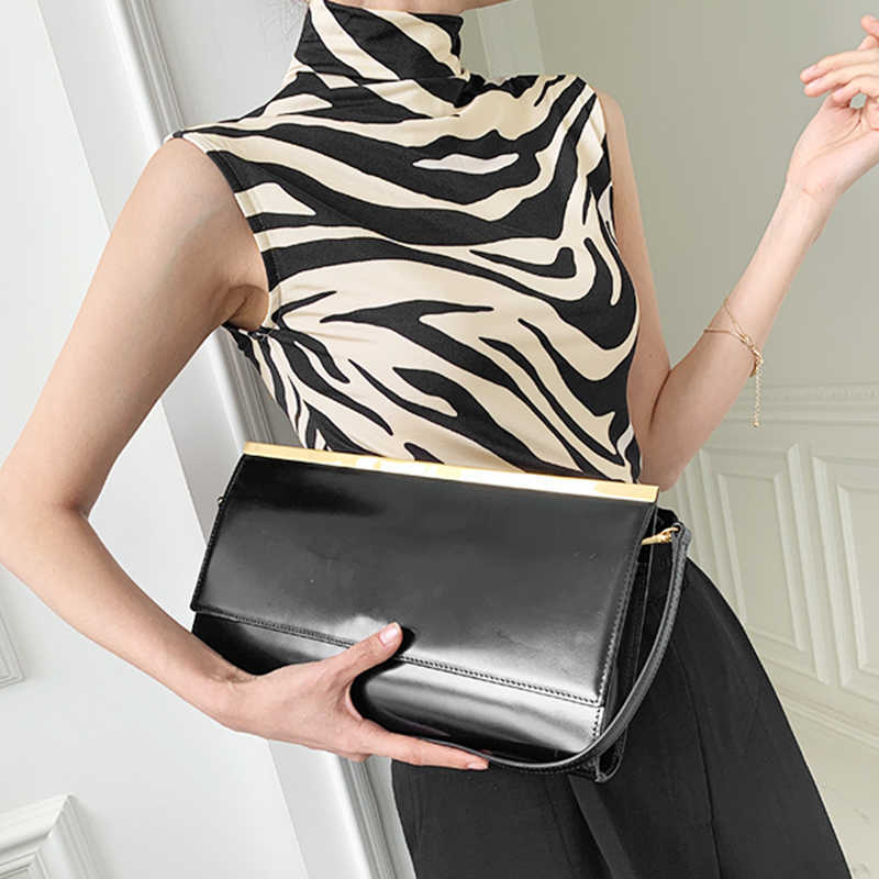 Korejpaa Women T-Shirt Summer Korean Chic Stand-Up Collar Zebra Pattern Contrast Color Slim-Fit Sleeveless Knit Pullovers 210526