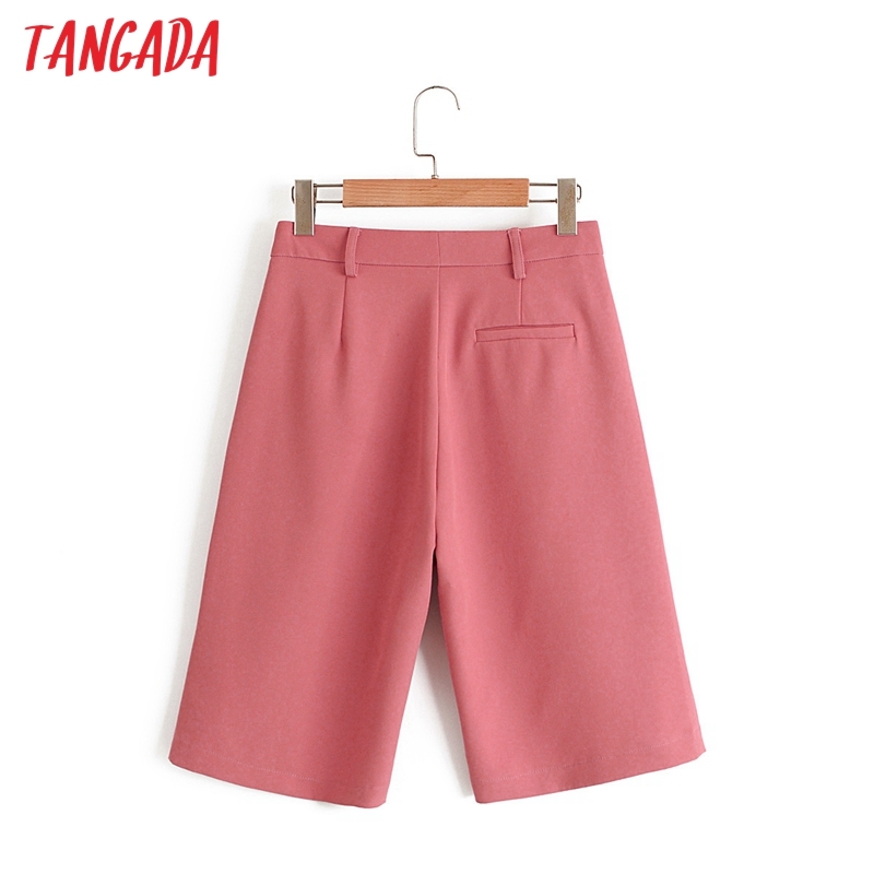 Women Elegant Solid Suit Side Zipper Pockets OL Shorts Pantalones DA77 210416