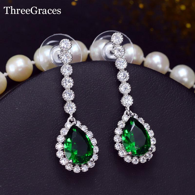 Dangle & Chandelier ThreeGraces Fashion Dazzling CZ Jewelry Silver Color Cubic Zirconia Green Crystal Long Peardrop Earrings For Women ER045
Dangle & Chandelier ThreeGraces Fashion Dazzling CZ Jewelry Silver Color Cubic Zirconia Green Crystal Long Peardrop Earrings For Women ER045