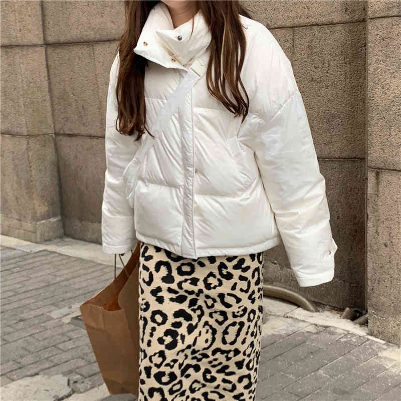 OL Autumn Winter Jacket Women Bread Clothes Casual Elegant Warm Coat Solid Loose Outwear Parkas Female with Bag 210421