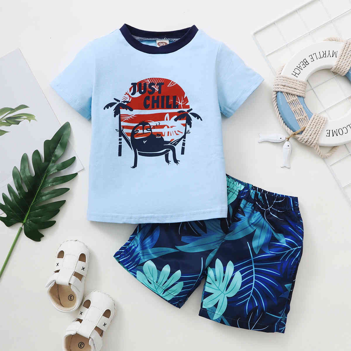 Kids Cotton Clothes Summer Boy Cartoon T-shirt + Leaf Shorts Beach Holiday Style Printing Children's Set 210515, Bd630 sky blue
Kids Cotton Clothes Summer Boy Cartoon T-shirt + Leaf Shorts Beach Holiday Style Printing Children's Set 210515, Bd630 sky blue