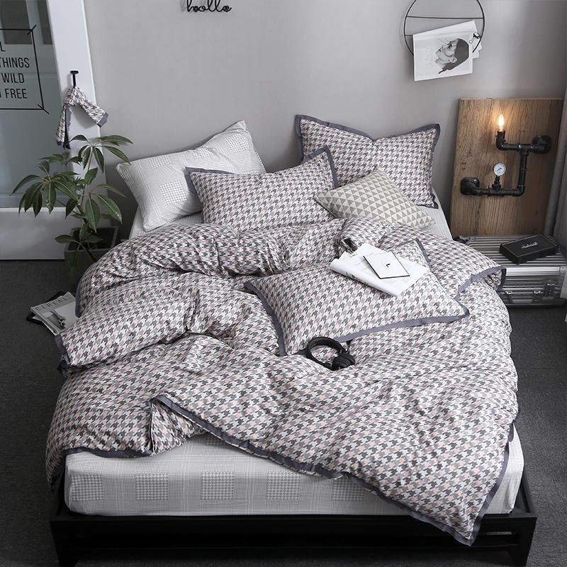 100%Cotton Lightweight Duvet Cover Set,Full/Queen Twin Stripes Gray Bedding Set,Soft Comfortable Comforter Ser Bed Sheet Sets