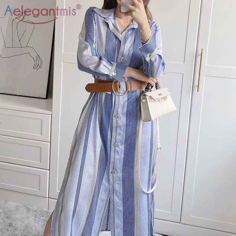 Aelegantmis Casual Sashes Split Striped Long Dresses Women Sleeve Empire A Line Dress Fashion High Quality Vestido Feminino 210607, As shown
Aelegantmis Casual Sashes Split Striped Long Dresses Women Sleeve Empire A Line Dress Fashion High Quality Vestido Feminino 210607, As shown